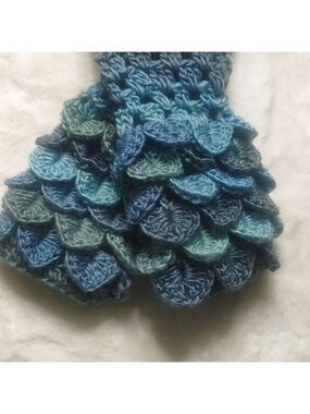 Just In! Handmade Dragonscale Fingerless Texting Gloves Wool Blue/Green